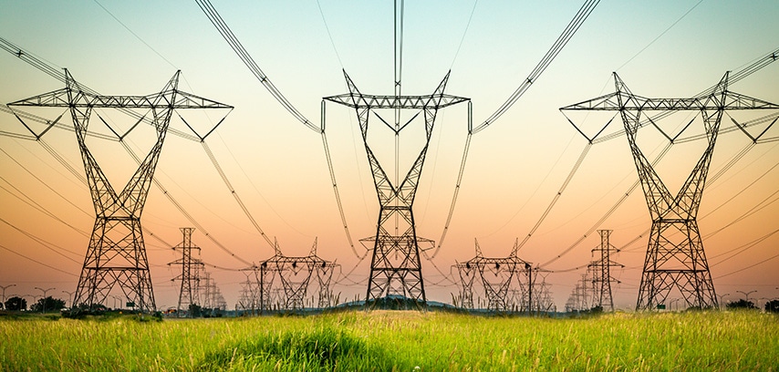 Power transformer towers in field